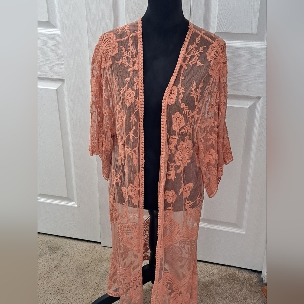 Polagram Pumpkin Orange Open Duster/Kimono Size M